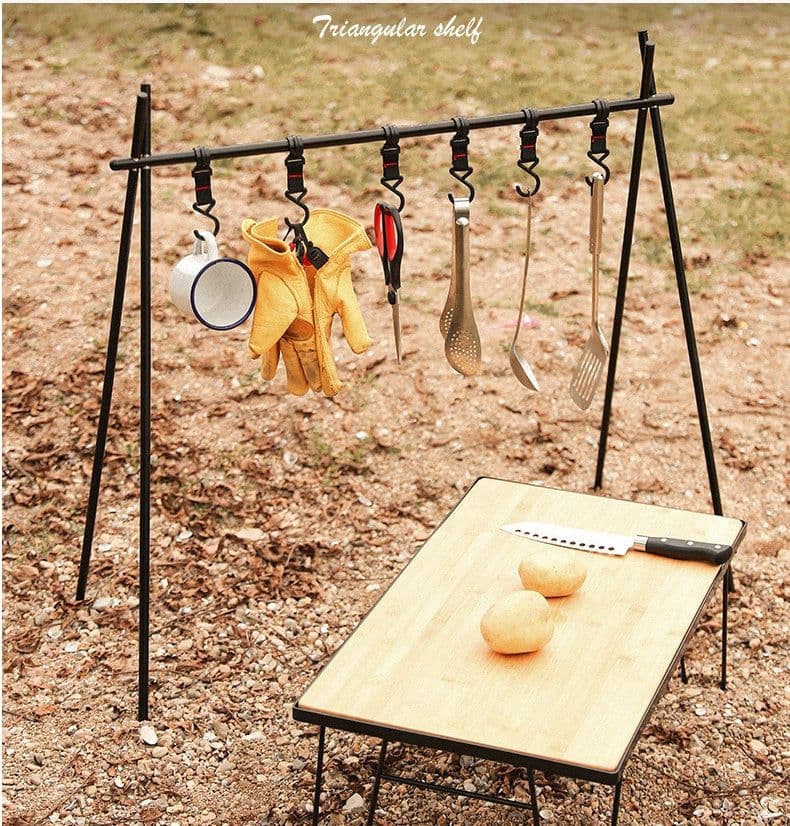 image-Outdoor Camping Aluminum Alloy Large Foldable Portable Clothes Drying Rack For Camping Travel Triangle