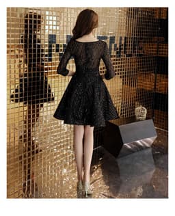 image-Women's Black Dinner Party Cocktail Party Birthday Party Dress Small Dress Short Socialite