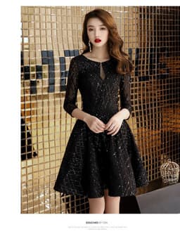 image-Women's Black Dinner Party Cocktail Party Birthday Party Dress Small Dress Short Socialite