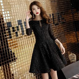 image-Women's Black Dinner Party Cocktail Party Birthday Party Dress Small Dress Short Socialite