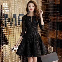 image-Women's Black Dinner Party Cocktail Party Birthday Party Dress Small Dress Short Socialite