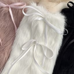 image-New Year Autumn And Winter Warm Lace-up Fur Leg Warmer Mid-calf