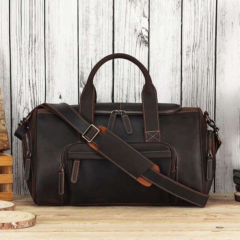 image-Large Capacity Retro Men Fitness Foldable Luggage Bag