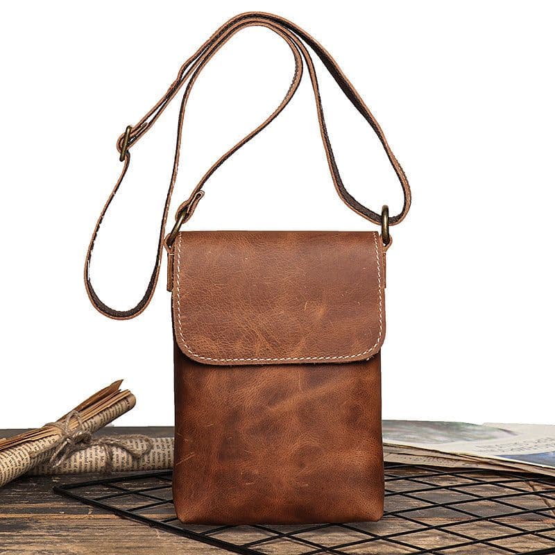 image-Men's Leather Shoulder Bag Women's Crazy Horse Leather Crossbody