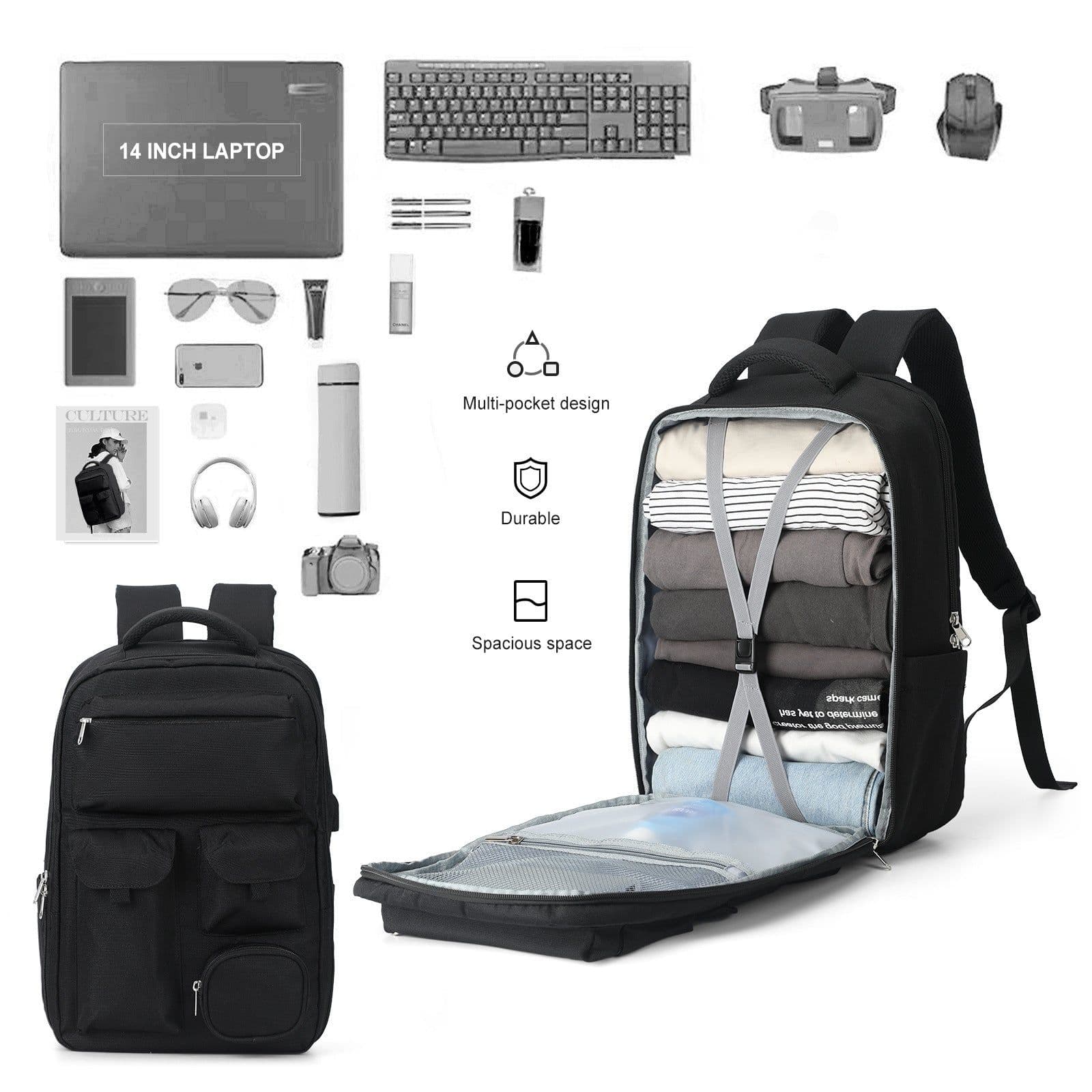 image-Men's And Women's Fashion Portable Outdoor Large Capacity Schoolbag