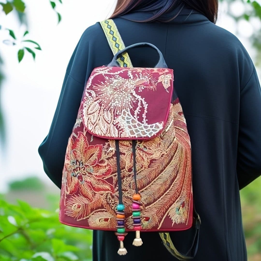 image-Fashion Women's Canvas Bucket Backpack
