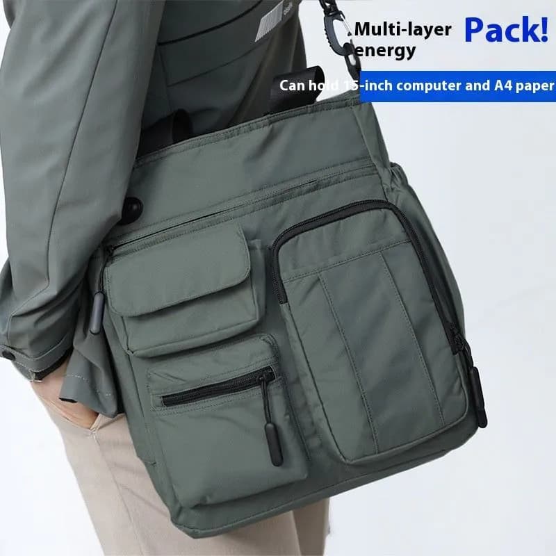image-Business Shoulder Bag Men's Casual Multi-layer Large Capacity