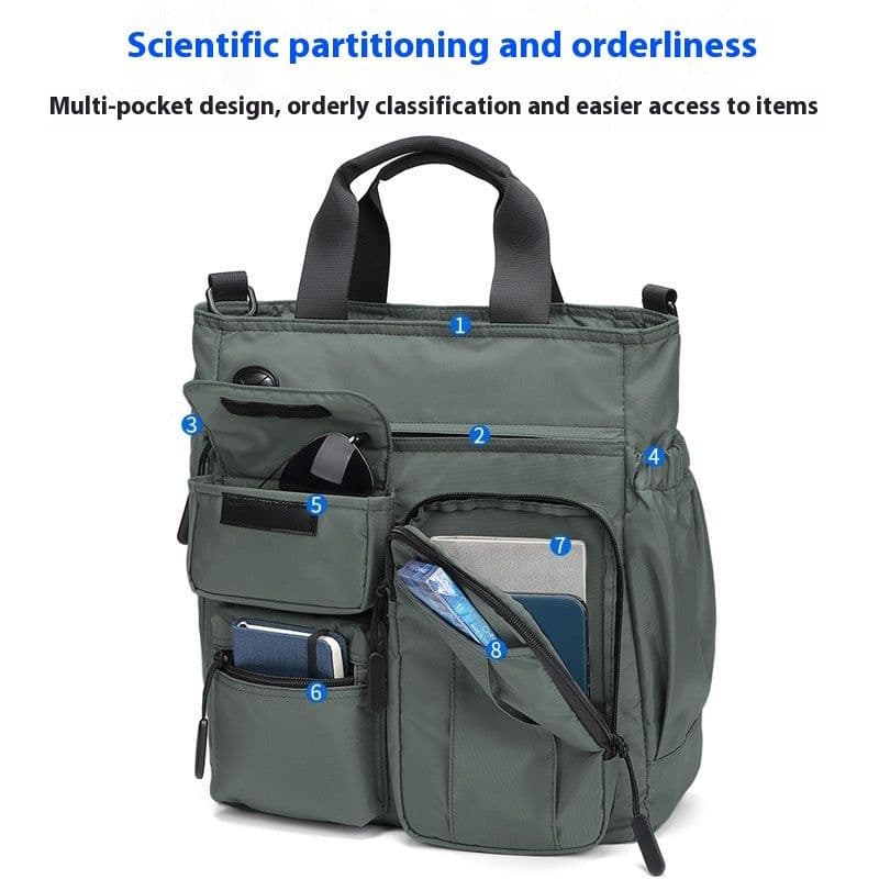 image-Business Shoulder Bag Men's Casual Multi-layer Large Capacity