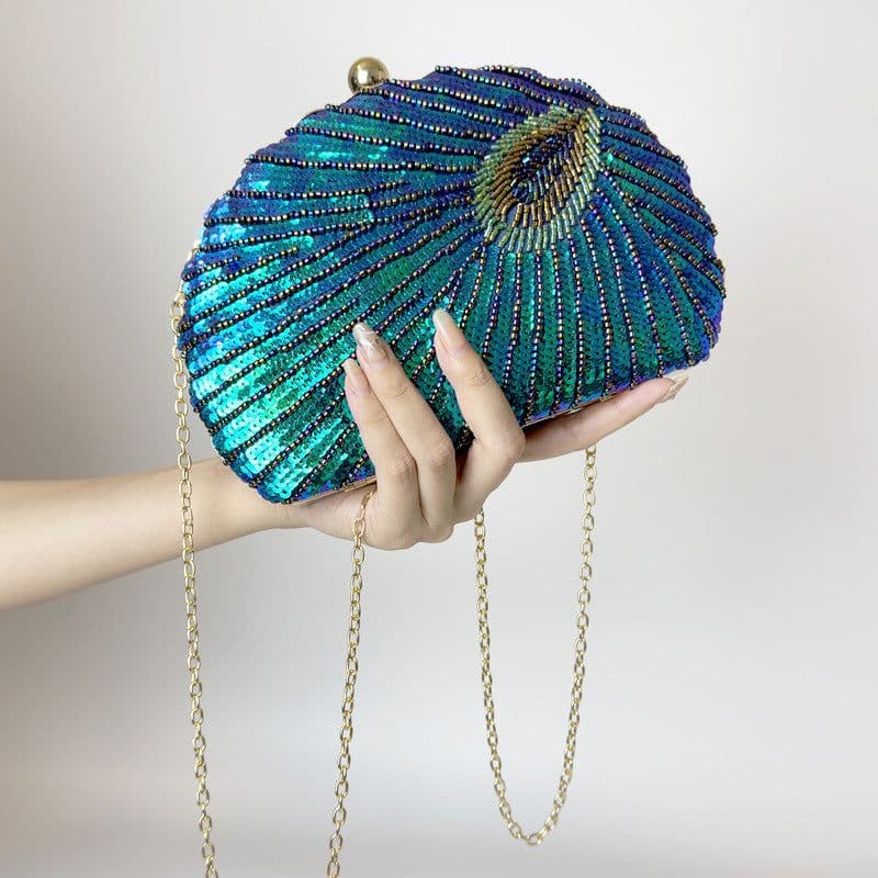 image-Women's Vintage Beaded One-shoulder Crossbody Chain Handbag