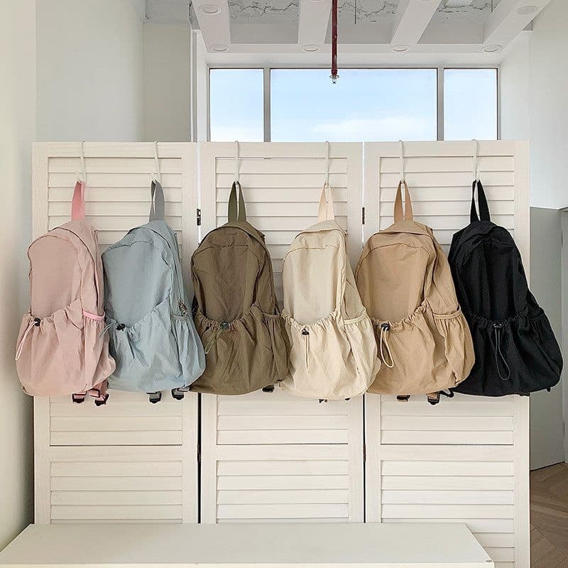 image-Korean Style Large Capacity Nylon Backpack Girls Ins Lightweight Leisure Commute Simple