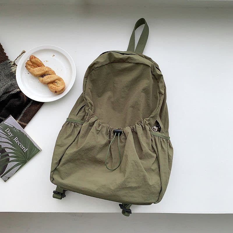 image-Korean Style Large Capacity Nylon Backpack Girls Ins Lightweight Leisure Commute Simple