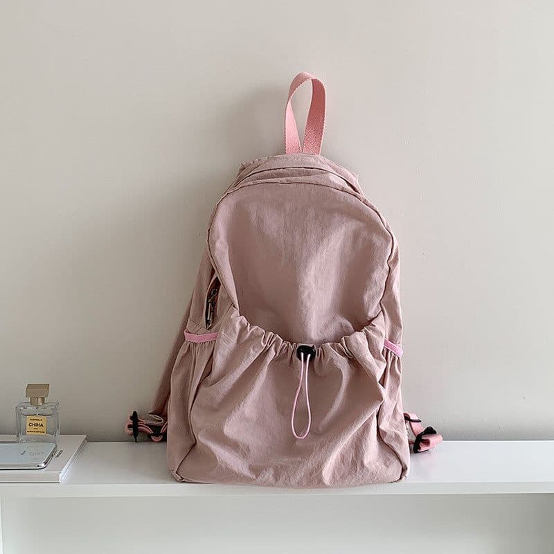 image-Korean Style Large Capacity Nylon Backpack Girls Ins Lightweight Leisure Commute Simple