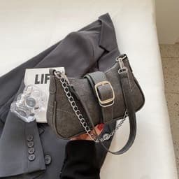 image-Denim French Stick Bag Autumn And Winter Advanced New Popular Blue Retro American Style