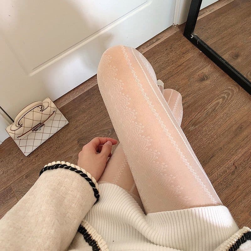 image-Japanese Style Lace Sweet Stockings Thin Snagging Resistant Pantyhose