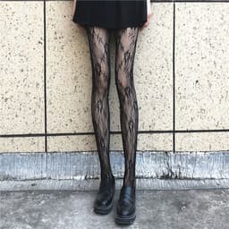 image-Fishnet Stockings HANAFUJI Stockings Thin Black Silk Pantyhose