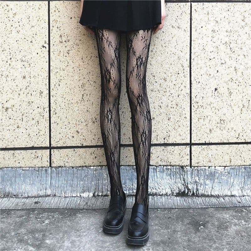 image-Fishnet Stockings HANAFUJI Stockings Thin Black Silk Pantyhose