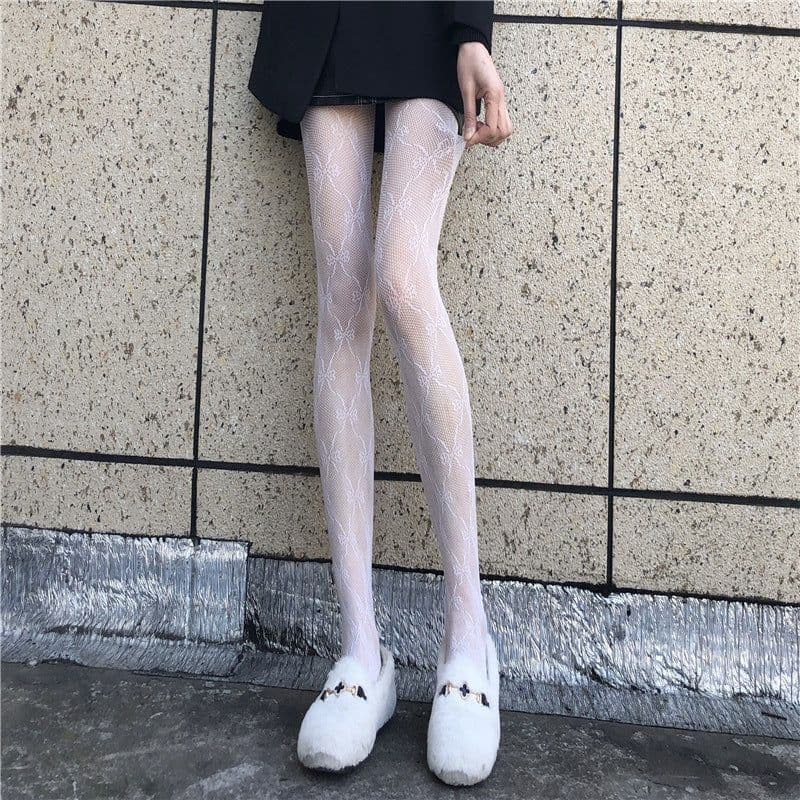 image-Fishnet Stockings HANAFUJI Stockings Thin Black Silk Pantyhose