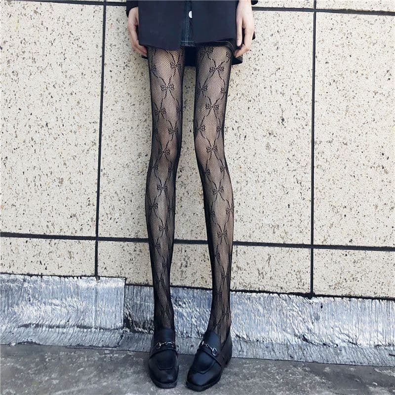image-Fishnet Stockings HANAFUJI Stockings Thin Black Silk Pantyhose
