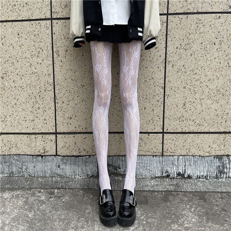 image-Fishnet Stockings HANAFUJI Stockings Thin Black Silk Pantyhose