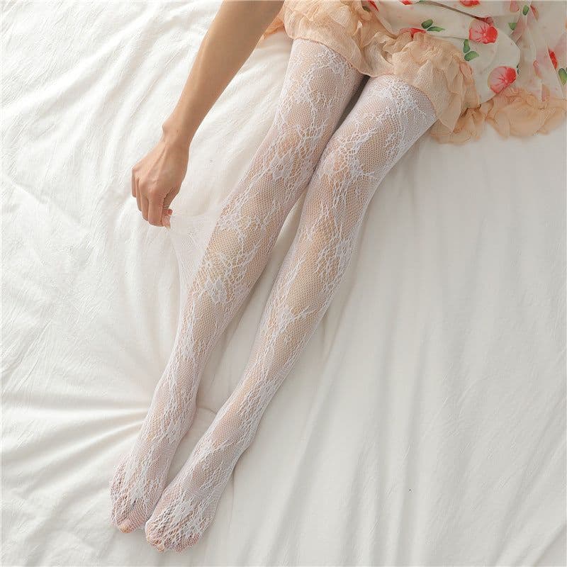 image-Fishnet Stockings HANAFUJI Stockings Thin Black Silk Pantyhose