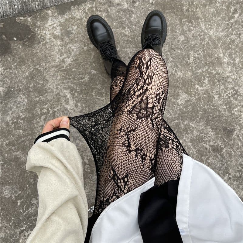 image-Fishnet Stockings HANAFUJI Stockings Thin Black Silk Pantyhose
