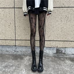 image-Fishnet Stockings HANAFUJI Stockings Thin Black Silk Pantyhose