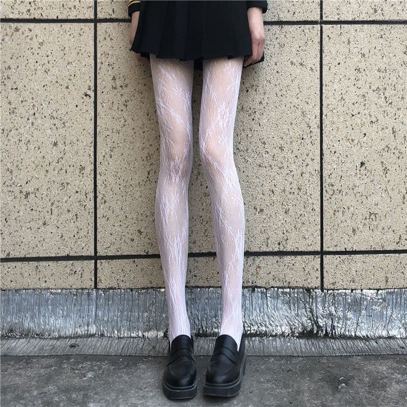 image-Fishnet Stockings HANAFUJI Stockings Thin Black Silk Pantyhose