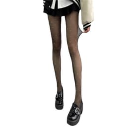 image-Black With Diamond Silk Screen Red Shiny Rhinestone Pantyhose Thin Anti-hook Arbitrary Cut