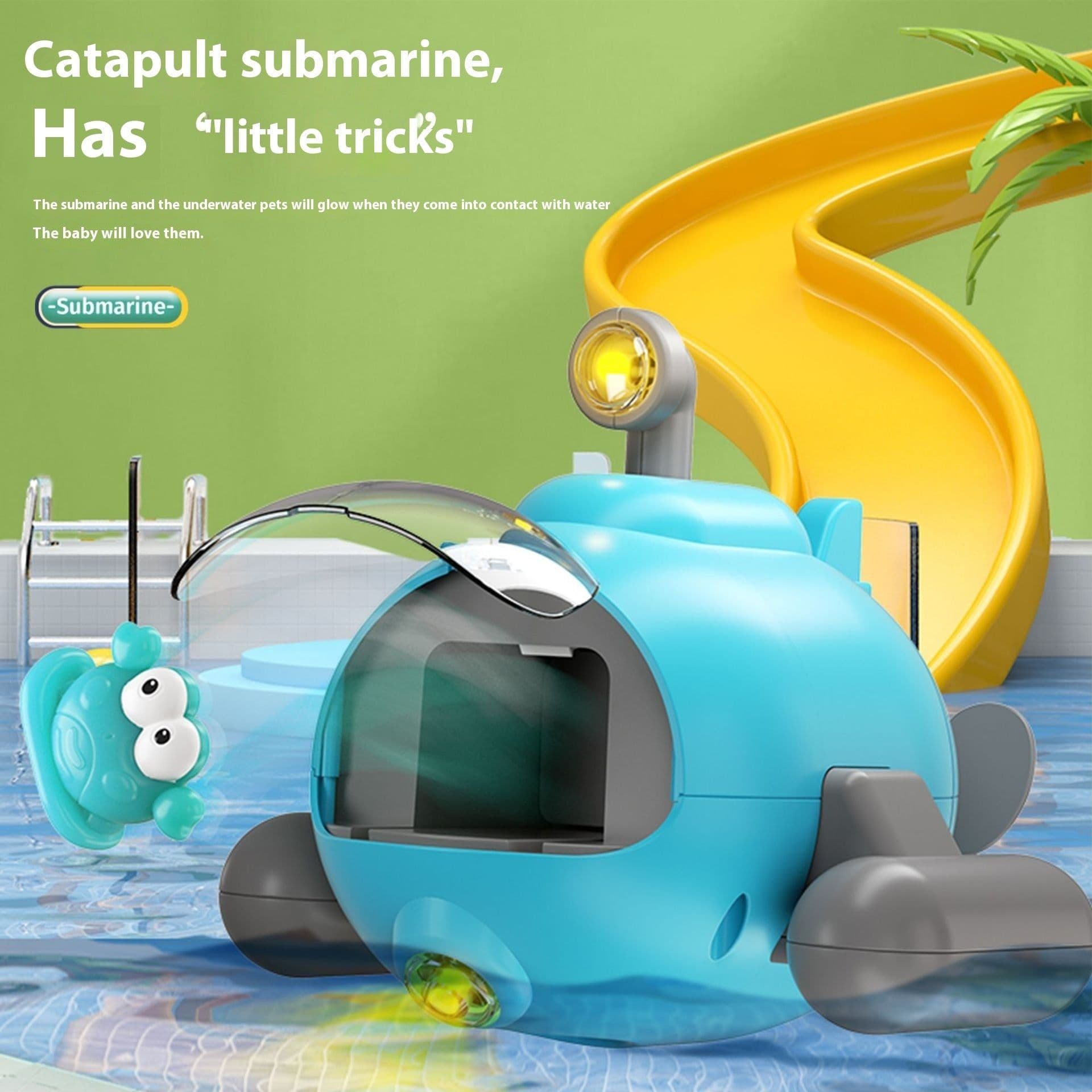 image-Water Toys Luminous Catapult Submarine Bath Toys