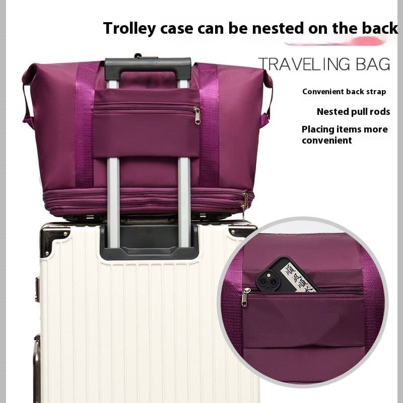 image-Double-layer Extended Large Capacity Travel Bag Dry Wet Separation Lightweight Maternity Package Coverable Handle