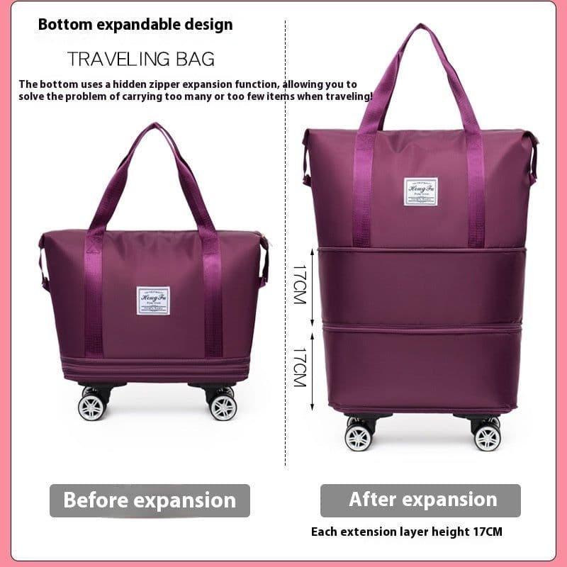 image-Double-layer Extended Large Capacity Travel Bag Dry Wet Separation Lightweight Maternity Package Coverable Handle