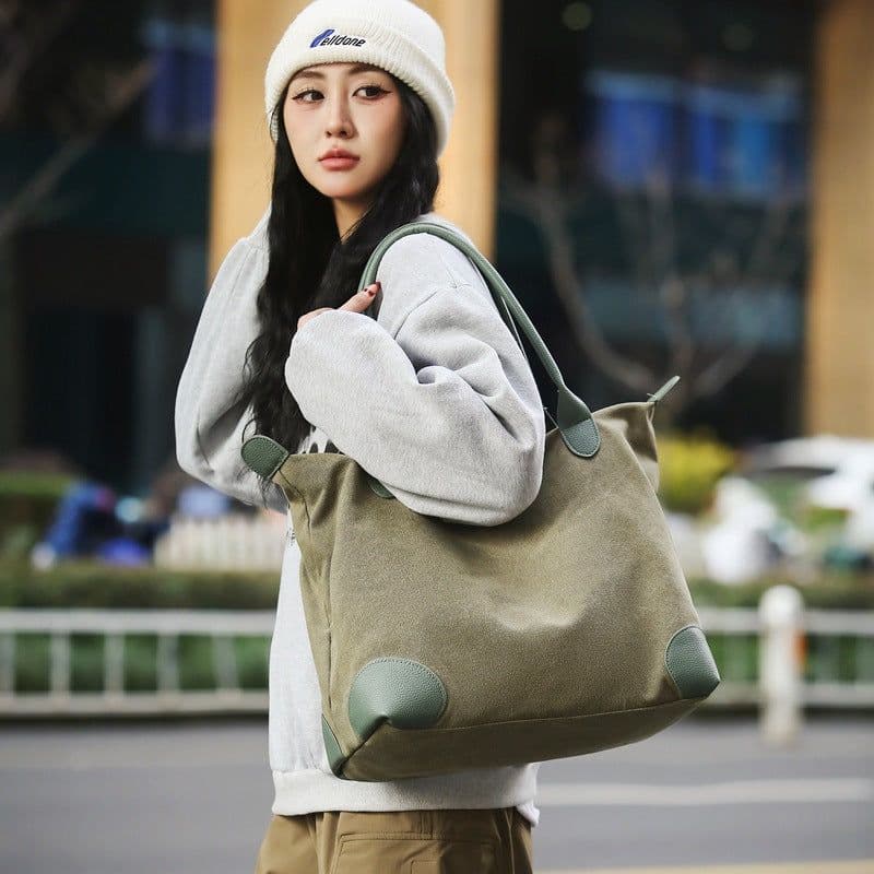 image-One-shoulder Travel Large Capacity Student Canvas Shopping Gym Bag