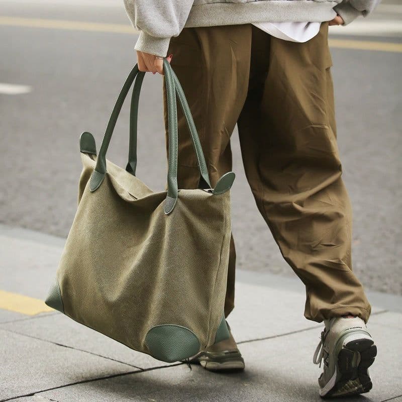 image-One-shoulder Travel Large Capacity Student Canvas Shopping Gym Bag