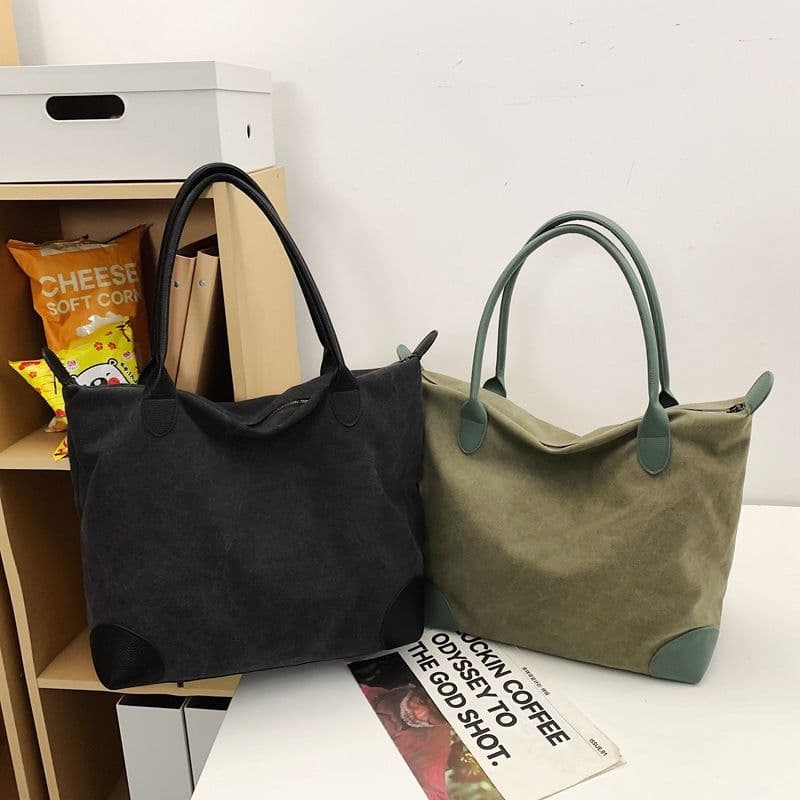image-One-shoulder Travel Large Capacity Student Canvas Shopping Gym Bag