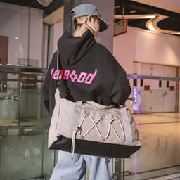 image-Korean Style Simple Large Capacity Denim Underarm Tote Bag