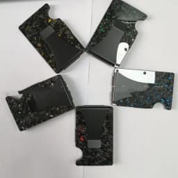 image-Factory Supply Carbon Fiber Wallet Shell Pattern Wallet Forged Pattern Card Clamp Metal RFID Card Holder