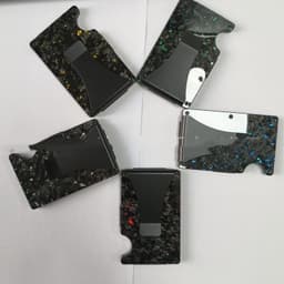 image-Factory Supply Carbon Fiber Wallet Shell Pattern Wallet Forged Pattern Card Clamp Metal RFID Card Holder