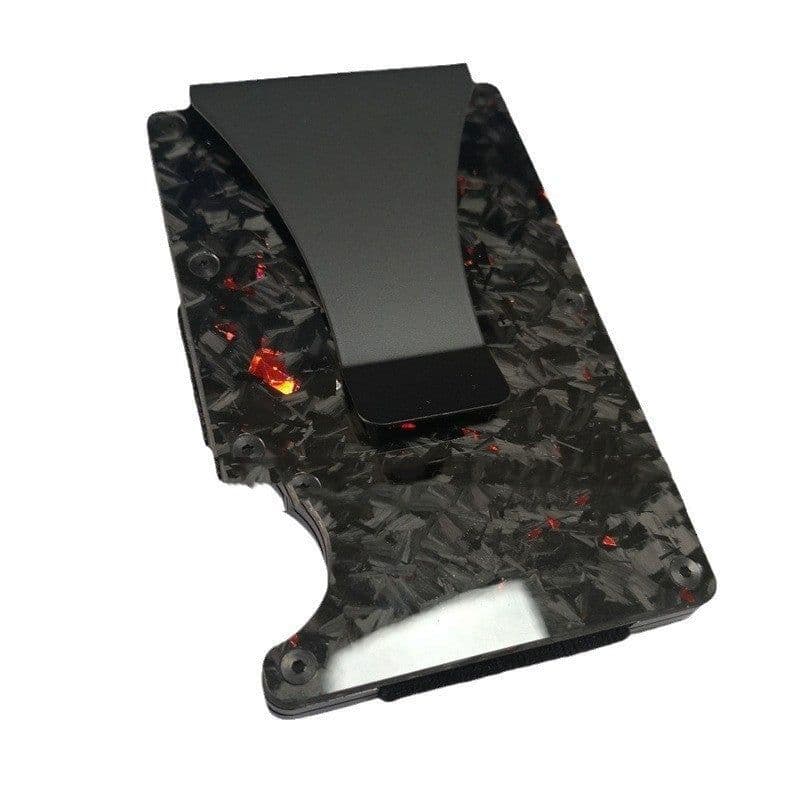image-Factory Supply Carbon Fiber Wallet Shell Pattern Wallet Forged Pattern Card Clamp Metal RFID Card Holder