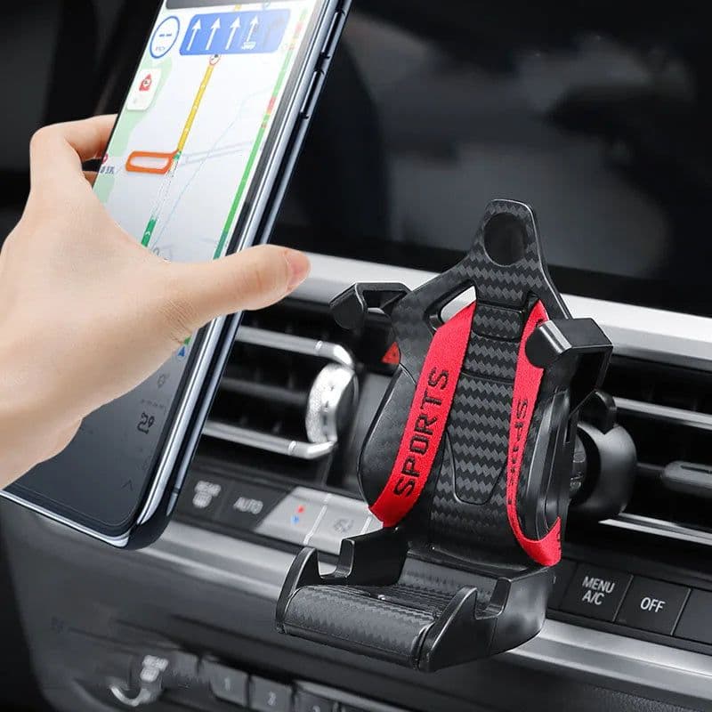 image-Racing Seat Shape Car Phone Holder Auto Air Vent Mobile Phone Clip 360 Degree Rotatable Car Cellphone Rack For Car Interior