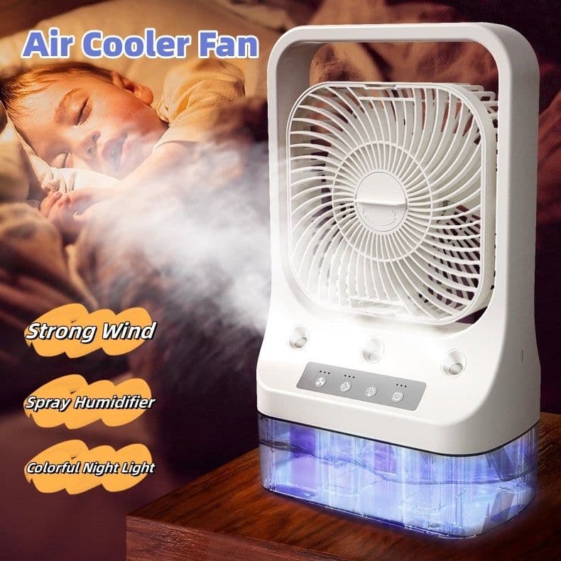 image-Household Cooling Fan Usb Rechargeable Head Adjustable Air Cooling Water Cooled Air Conditioning Tank Low Noise Air Cooler Fans