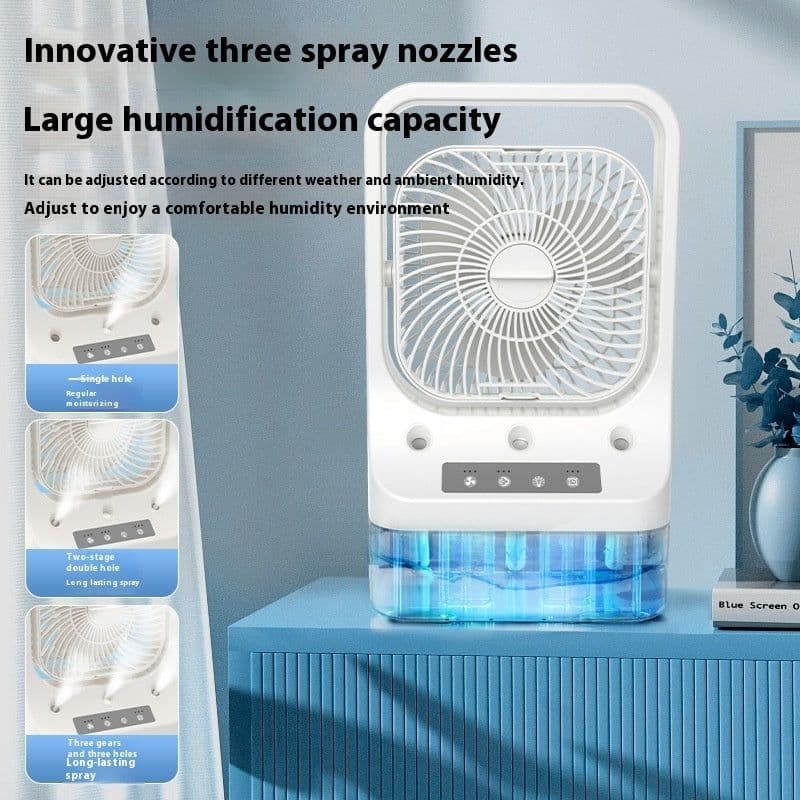 image-Household Cooling Fan Usb Rechargeable Head Adjustable Air Cooling Water Cooled Air Conditioning Tank Low Noise Air Cooler Fans