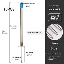 image-Metal Refill Total Length 99mm Metal Ball Point Pen Core