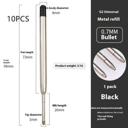 image-Metal Refill Total Length 99mm Metal Ball Point Pen Core