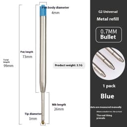 image-Metal Refill Total Length 99mm Metal Ball Point Pen Core