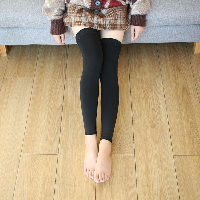 image-Autumn And Winter Large Size Fleece-lined Thick Fake Transparent Meat Thigh High Sock