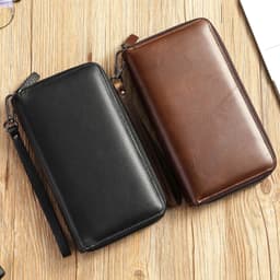 image-Men's Long Genuine Leather Clutch Wallet Zipper