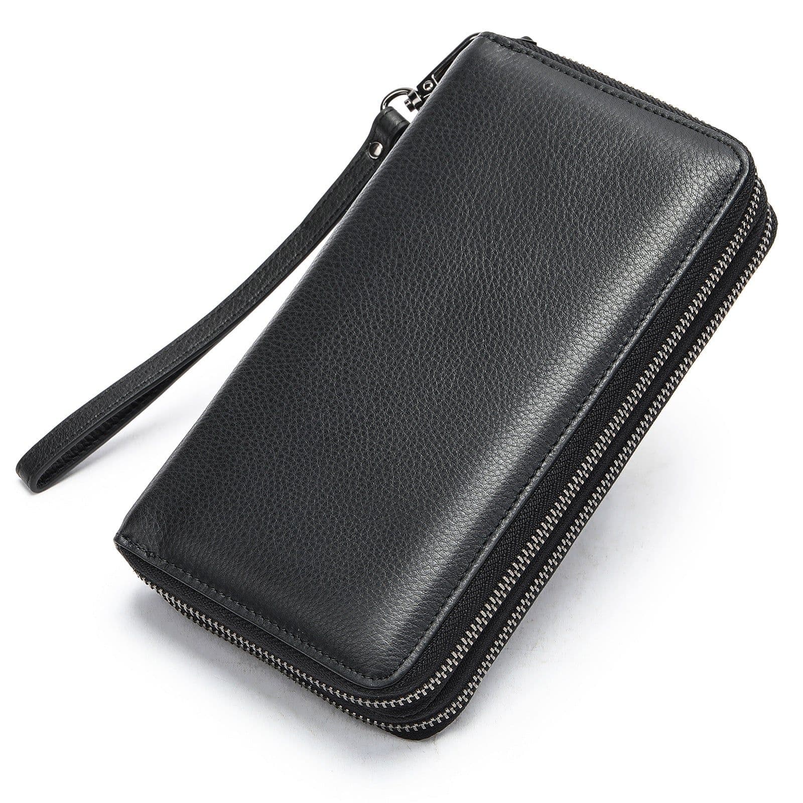 image-Men's Long Genuine Leather Clutch Wallet Zipper