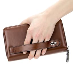 image-Men's Long Genuine Leather Clutch Wallet Zipper