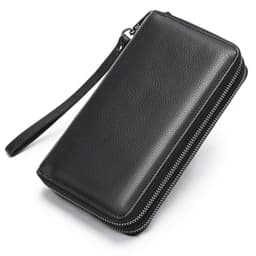 image-Men's Long Genuine Leather Clutch Wallet Zipper