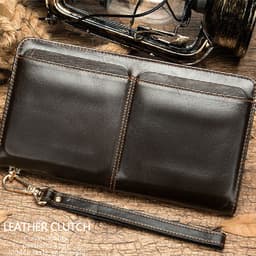image-Business Double Pocket Men's Wallet Long Wallet Multiple Card Slots Genuine Leather Men's Clutch Clutch
